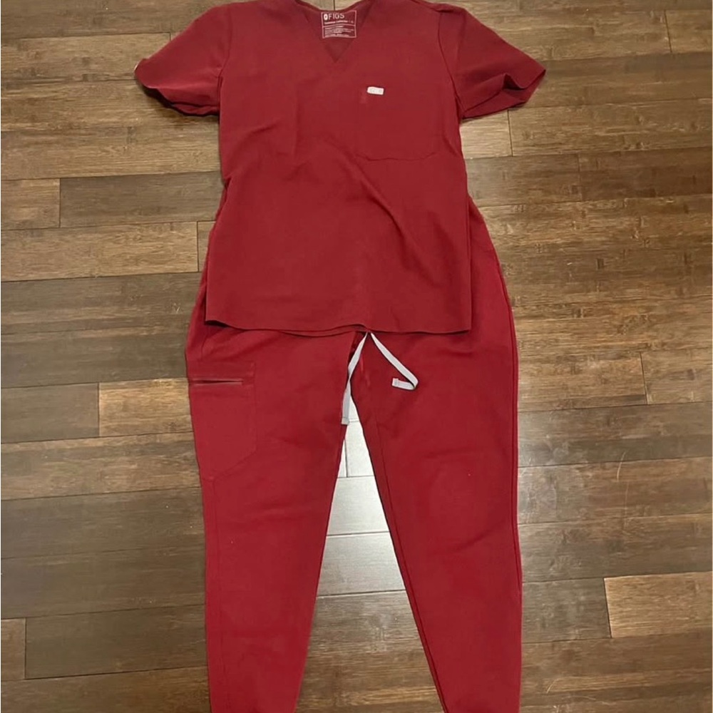 Figs Women's Scrub Top in Deep Red